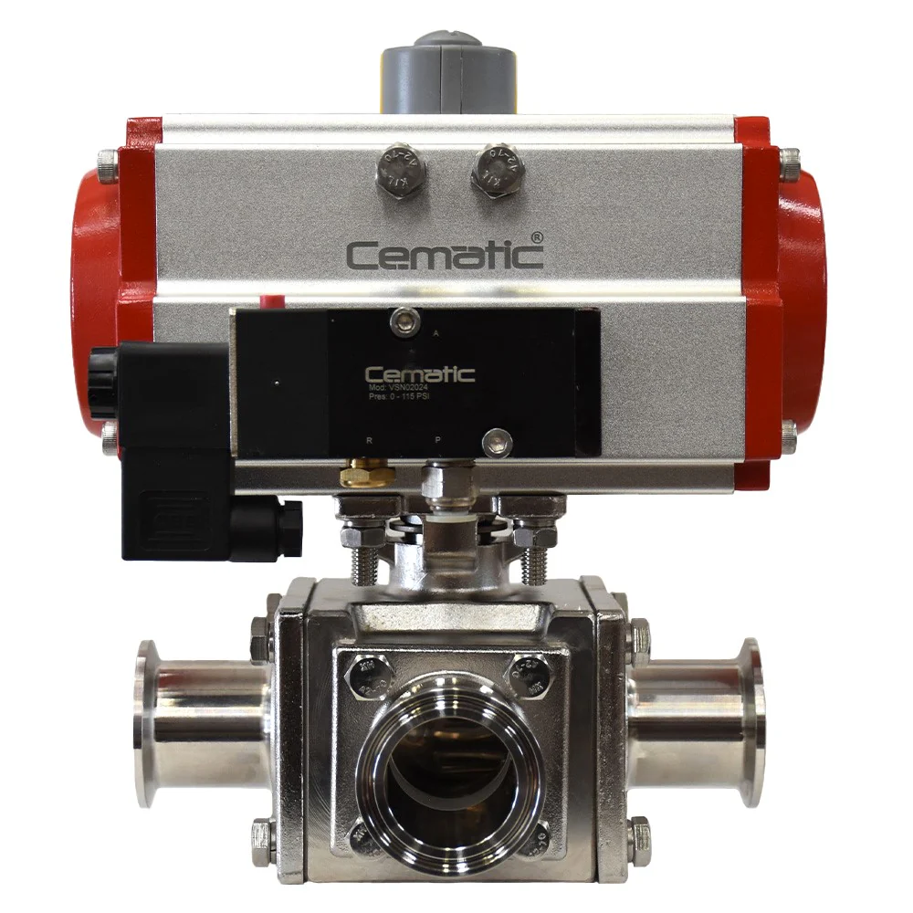 Válvula Higiénica de Bola 3 Vías en Acero Inoxidable 316L Clamp - Image 4